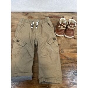 Baby Gap Booties Soft Sole Shoes Size 6-12M and Cat & Jack Lined Pants 12M